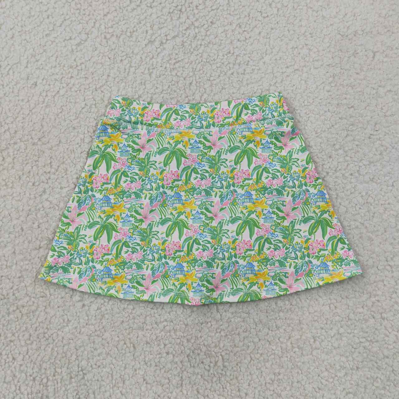 Floral Pagoda Girls Bottom Yoga Skirts