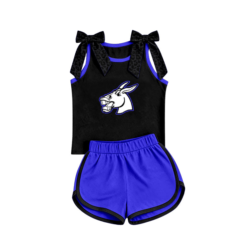 (Custom Design Preorder MOQ 5) Teams Bernie Mules Vest Top Blue Shorts Mommy and Me Summer Clothes Set