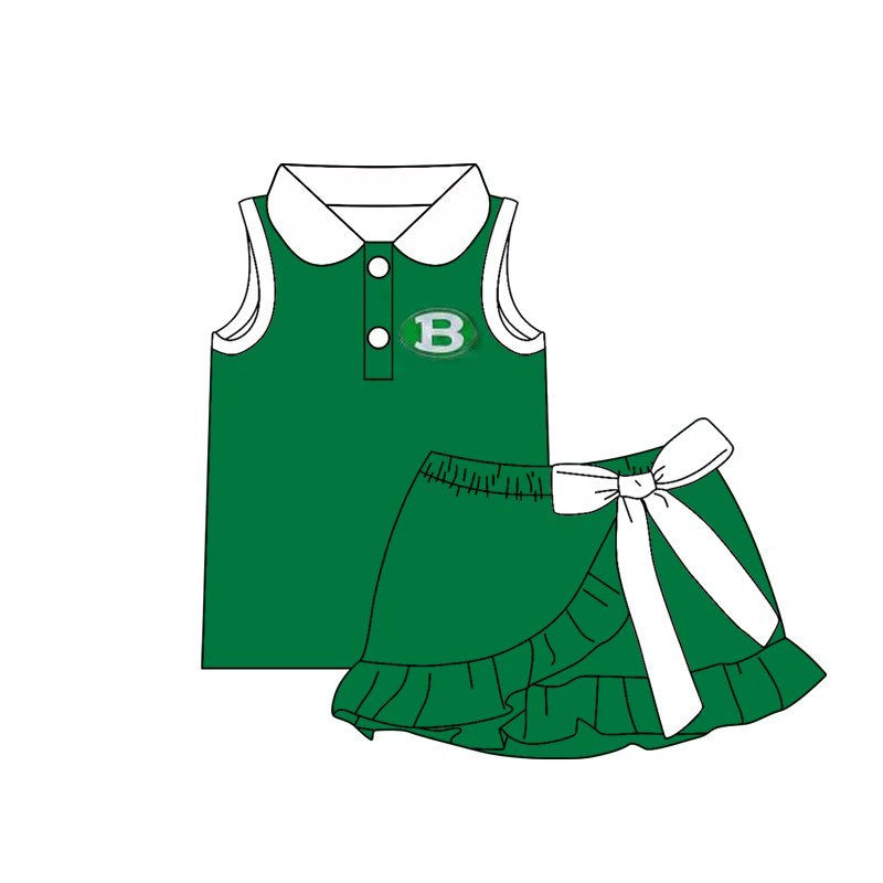 (Custom Design Preorder MOQ 5) Teams Brenham Cubs Top White Bows Skort Girls Summer Yoga Clothes Set