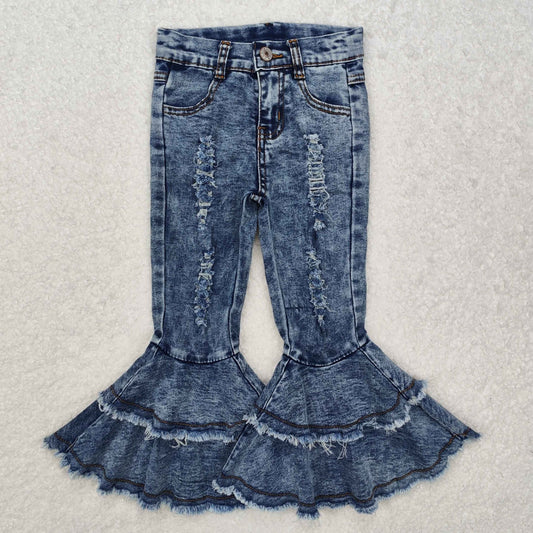 Bell bottom hole jeans C1-13