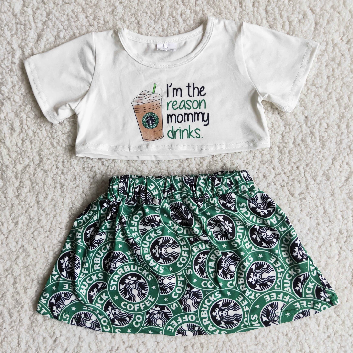 (Promotion)Coffee Drinks Crop Top Skirts Girls summer outfits   C13-18