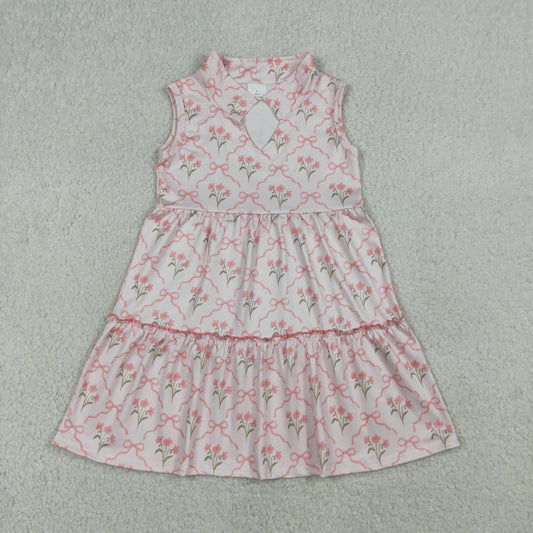 GSD3678 Baby Girls Pink Floral Bow Sleeveless Dress