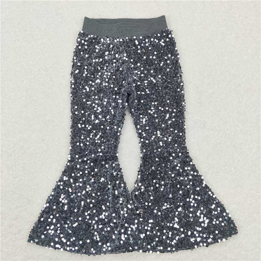 C7-14 Grey Baby Girls Sequins Bell Pants