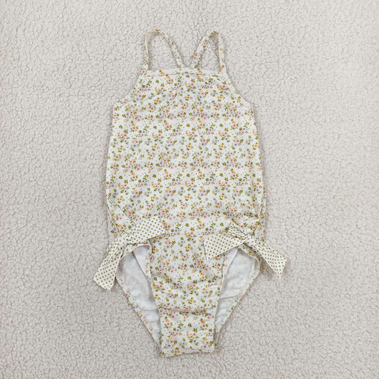 Baby Girls Floral Swimsuit Wirh Bow