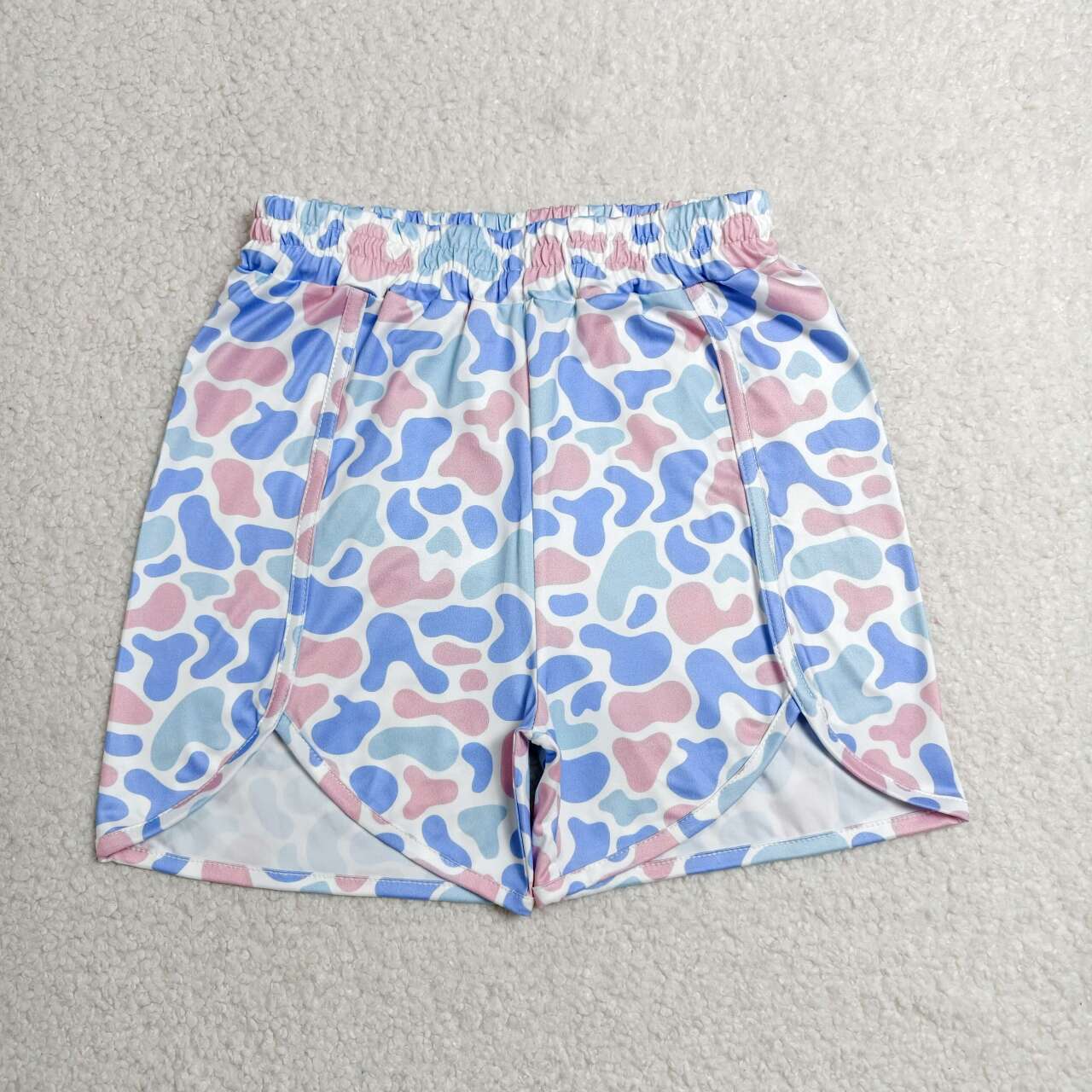 SS0859 Pink Blue Camo Print Woman Summer Bottom Shorts