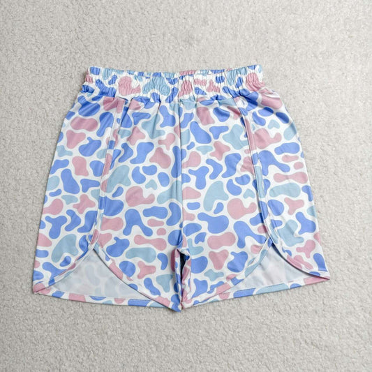 SS0859 Pink Blue Camo Print Woman Summer Bottom Shorts