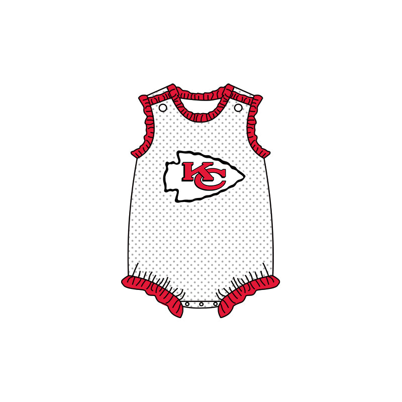 (Custom Design Preorder MOQ 5 ) Teams Chiefs KC Polka’d Dots Baby Girls Summer Romper