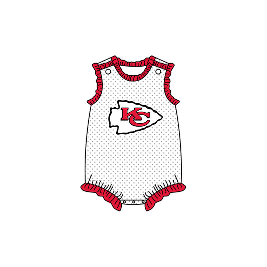 (Custom Design Preorder MOQ 5 ) Teams Chiefs KC Polka’d Dots Baby Girls Summer Romper