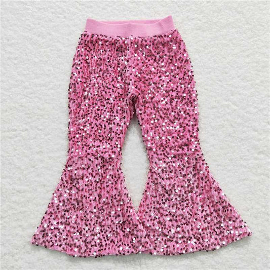 D5-27 Pink Baby Girls Sequins Bell Pants