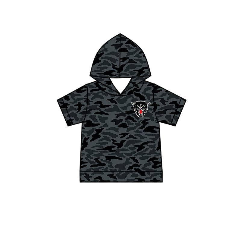 (Custom Design Preorder MOQ 5) Teams Dexter Bearcats Black Camo Print Kids & Adult Hoodie Top