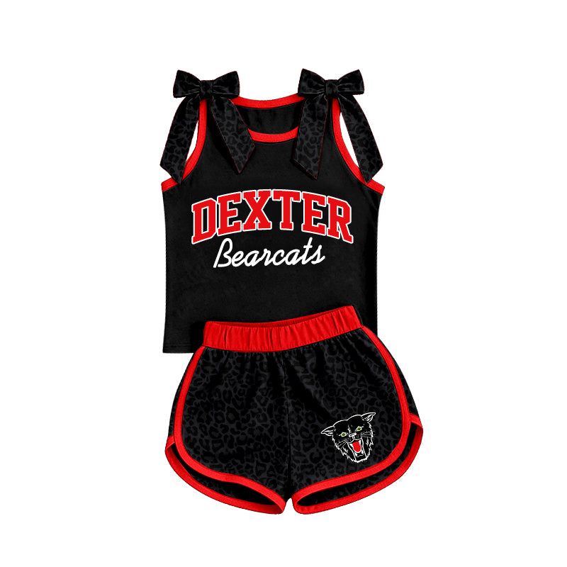 (Custom Design Preorder MOQ 5) Teams Dexter Bearcats Vest Top Black Shorts Mommy and Me Summer Clothes Set
