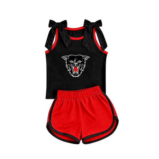 (Custom Design Preorder MOQ 5) Teams Dexter Bearcats Vest Top Red Shorts Mommy and Me Summer Clothes Set