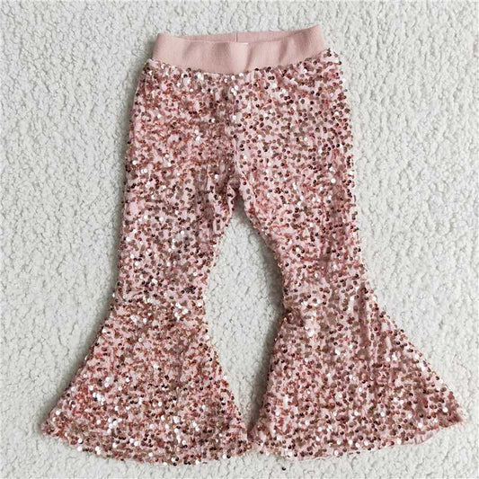 E2-28 Pink Baby Girls Sequins Bell Pants