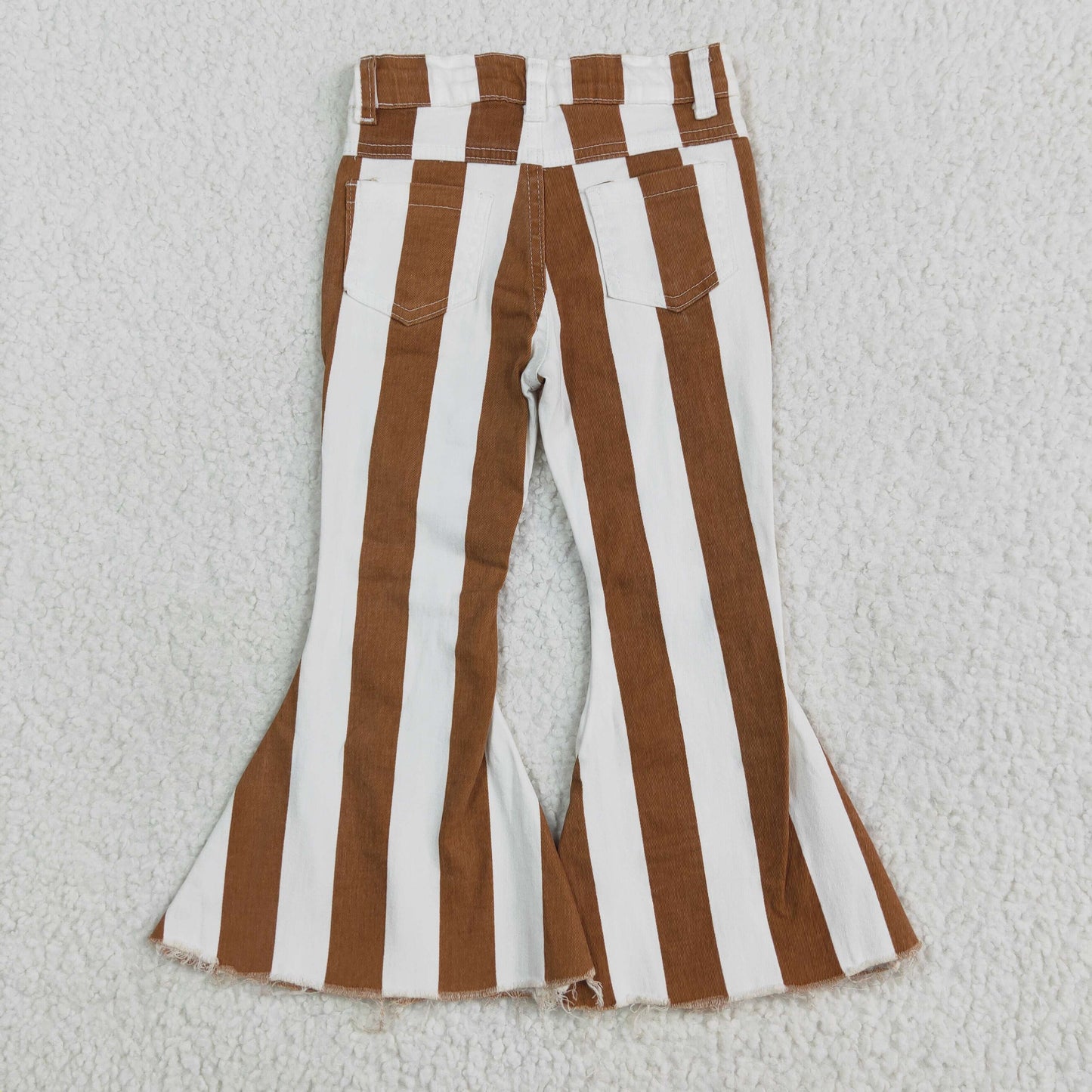 brown stripes girls bell bottom jeans        E5-24