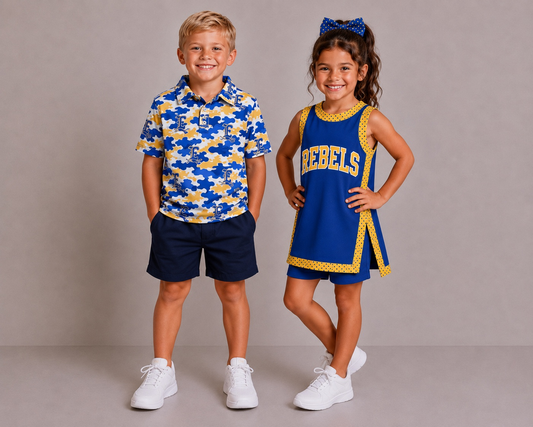 (Custom Design Preorder MOQ 5)  Teams Evadale Rebels Camo Print Boys Girls & Man Clothes Family Matching Wear