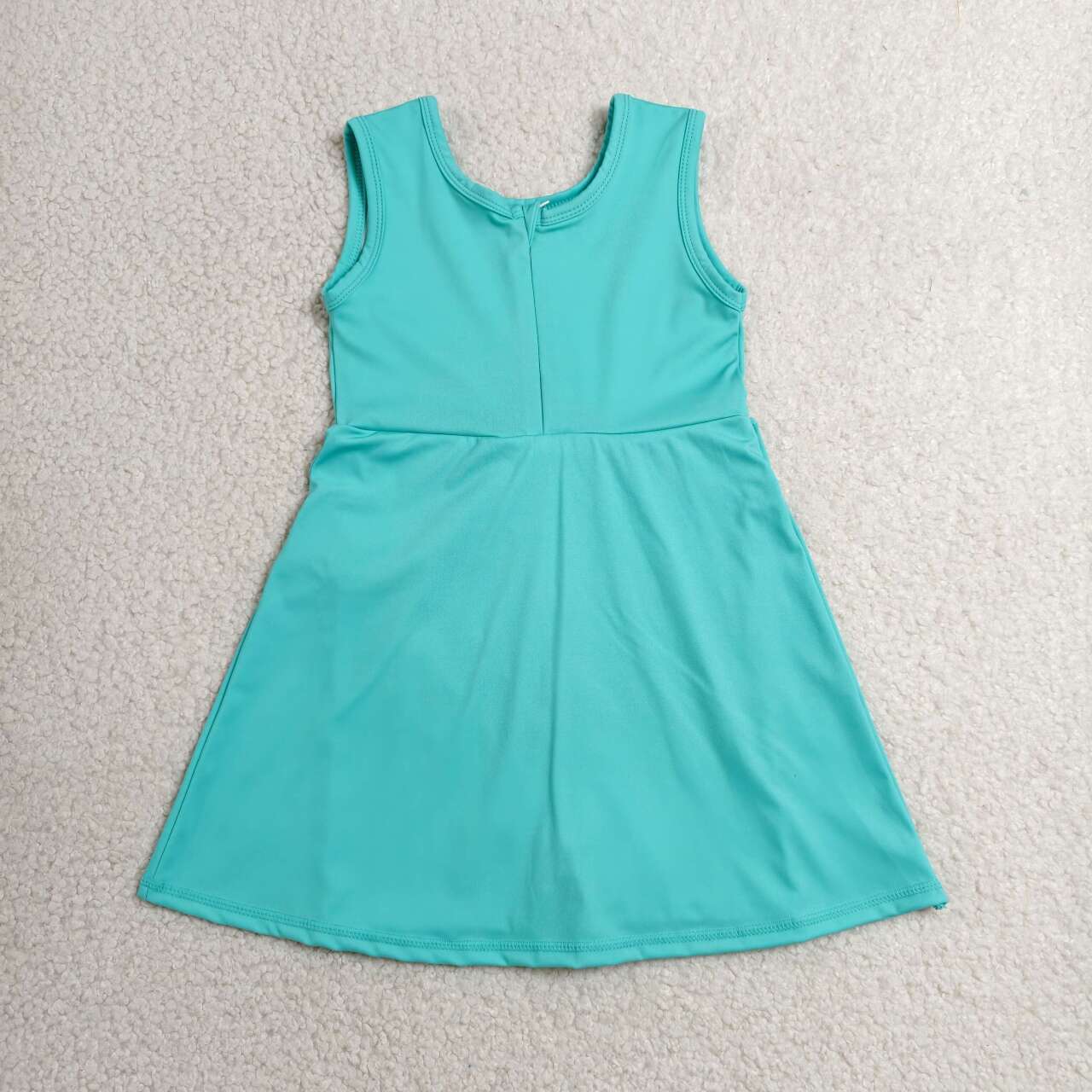 GSD3876 Blue Color Girls Sleeveless Summer Shorts Knee Length Yoga Zipper Dress