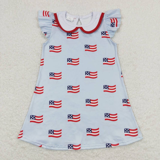 GSD0871 Flag Baby Girls 4th of July Doll Collar Dress
