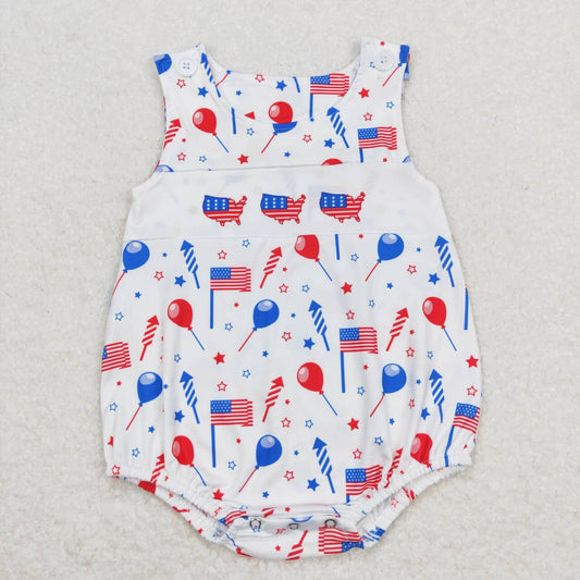 SR1105 Flag Stars Baby Boys 4th of July Sleeveless Romper
