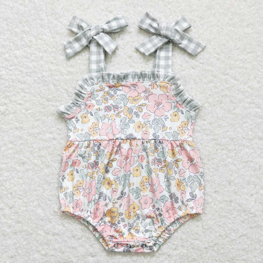 SR0921 Flowers Print Baby Girls Summer Strap Romper