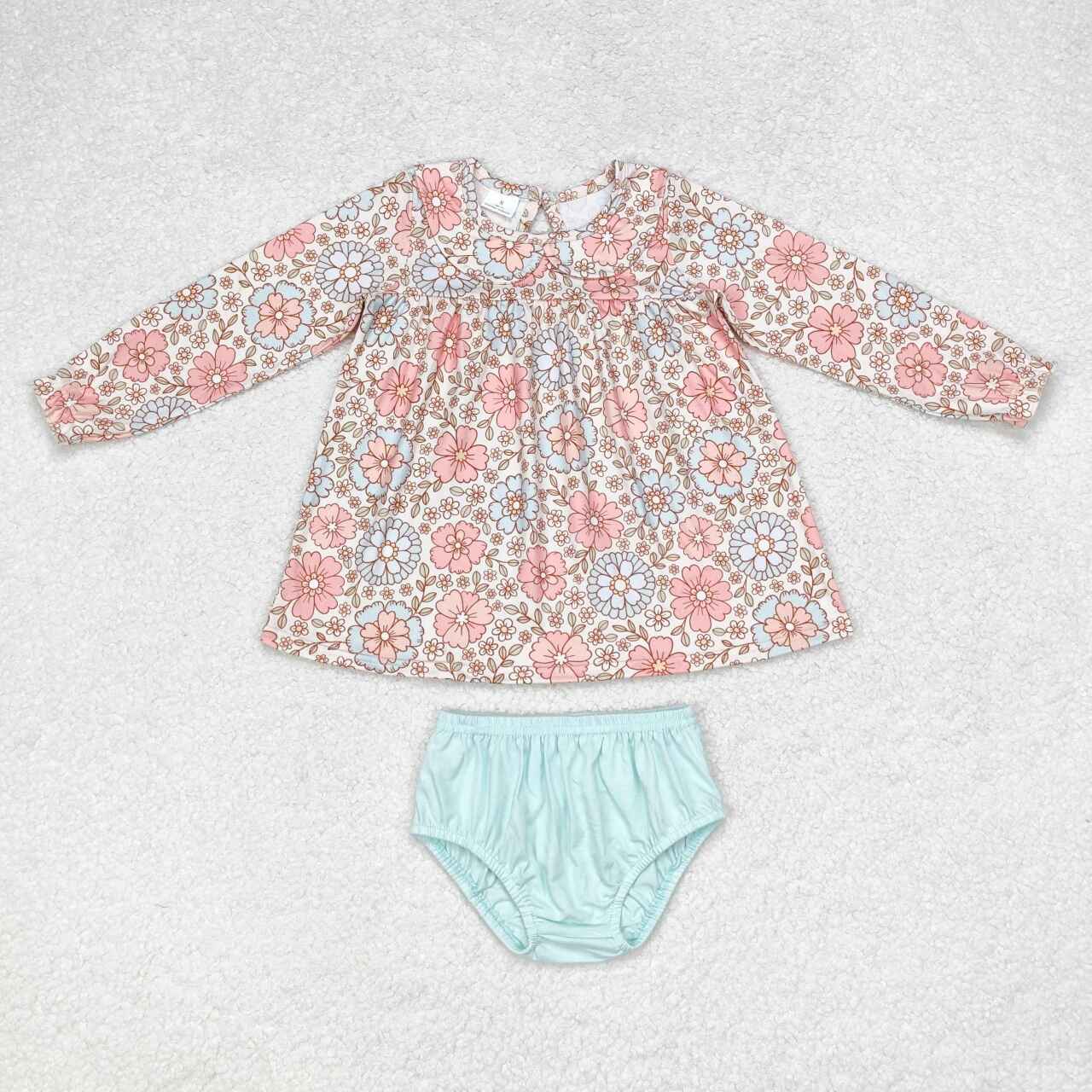 Sibling Baby Girls Colorful Flowers Collar Tunic Leggings Bummies Short Clothes Sets