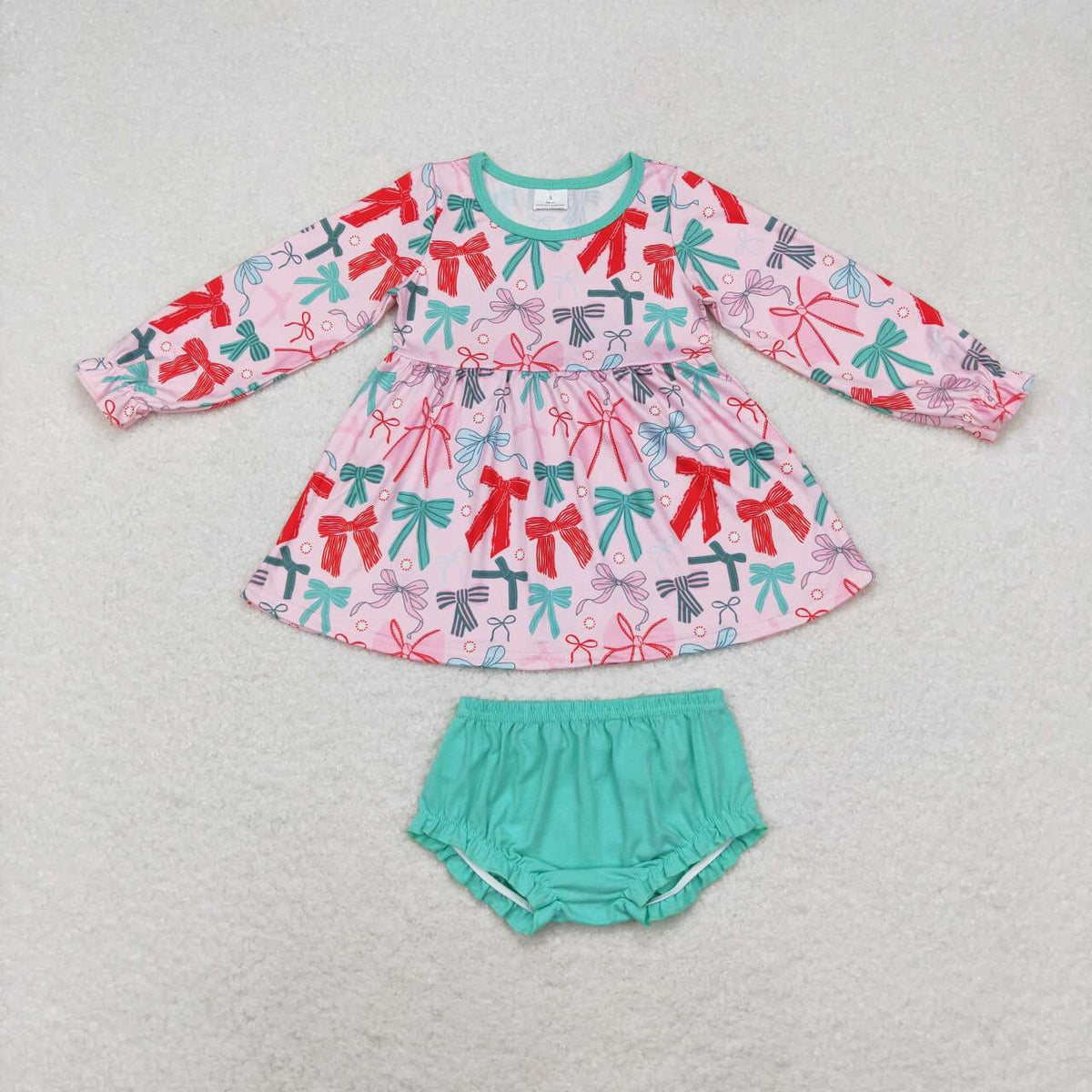 Pink Red Green Bows Print Family Christmas Styles