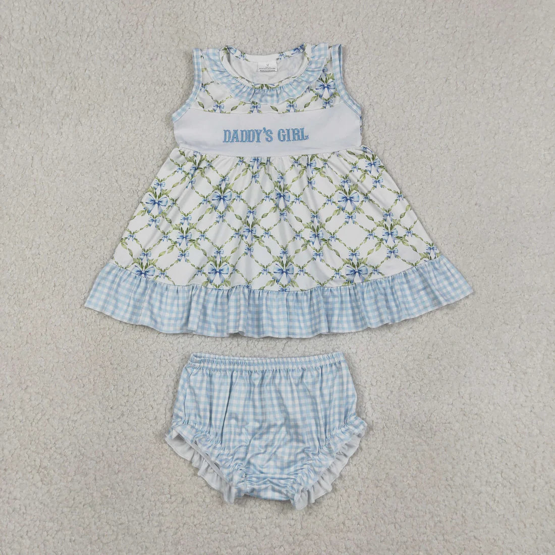 Sibling Flutter Sleeve Embroidery Mama's Daddy's Girl Colorful Flowers Tunic Bummies Clothes Sets