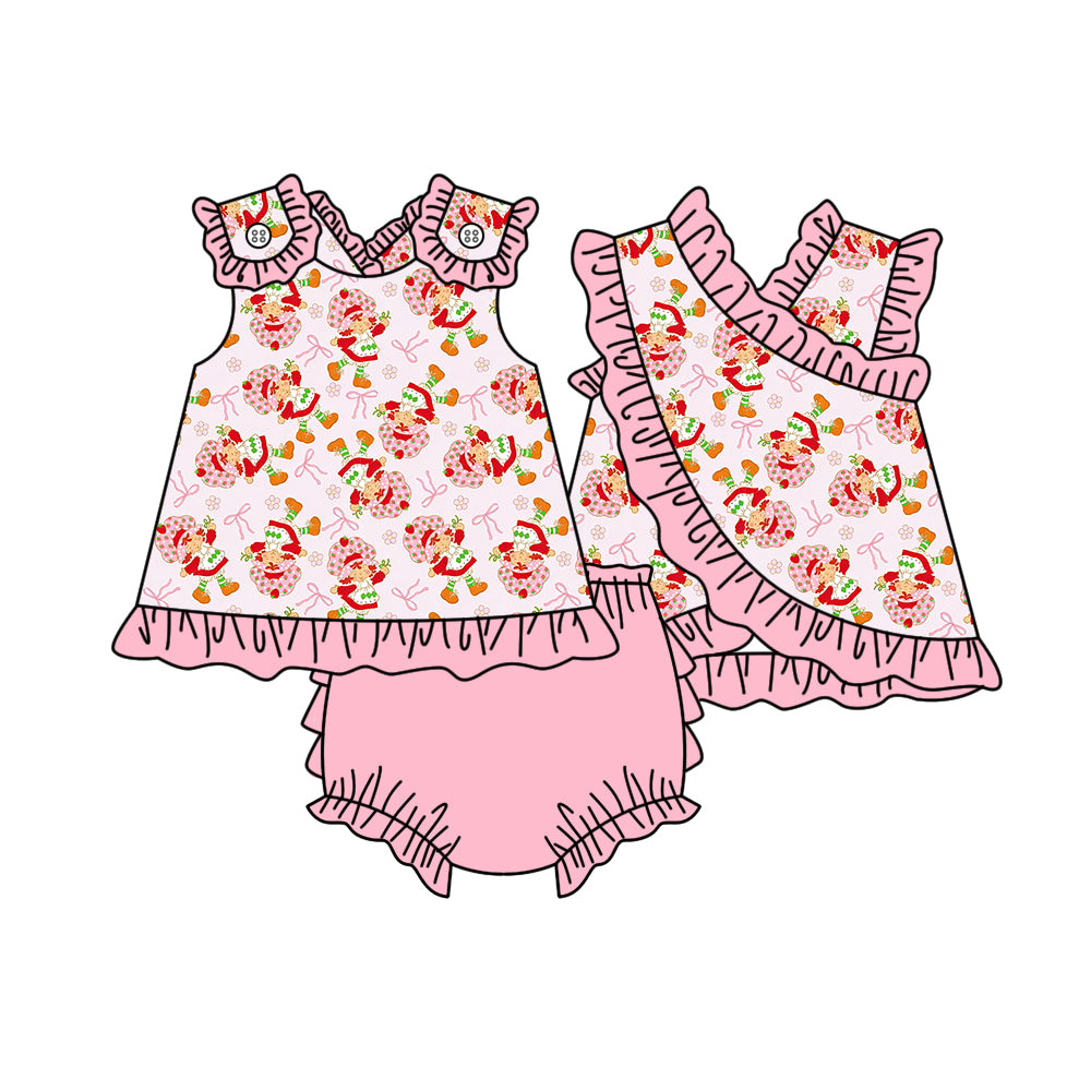 3.26 GBO0525 Baby Cartoon Strawberry Girl Bummie Set
