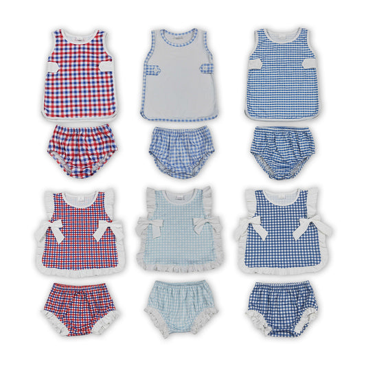 3 Colors Baby GIngham Bummie Set Sibling Wear