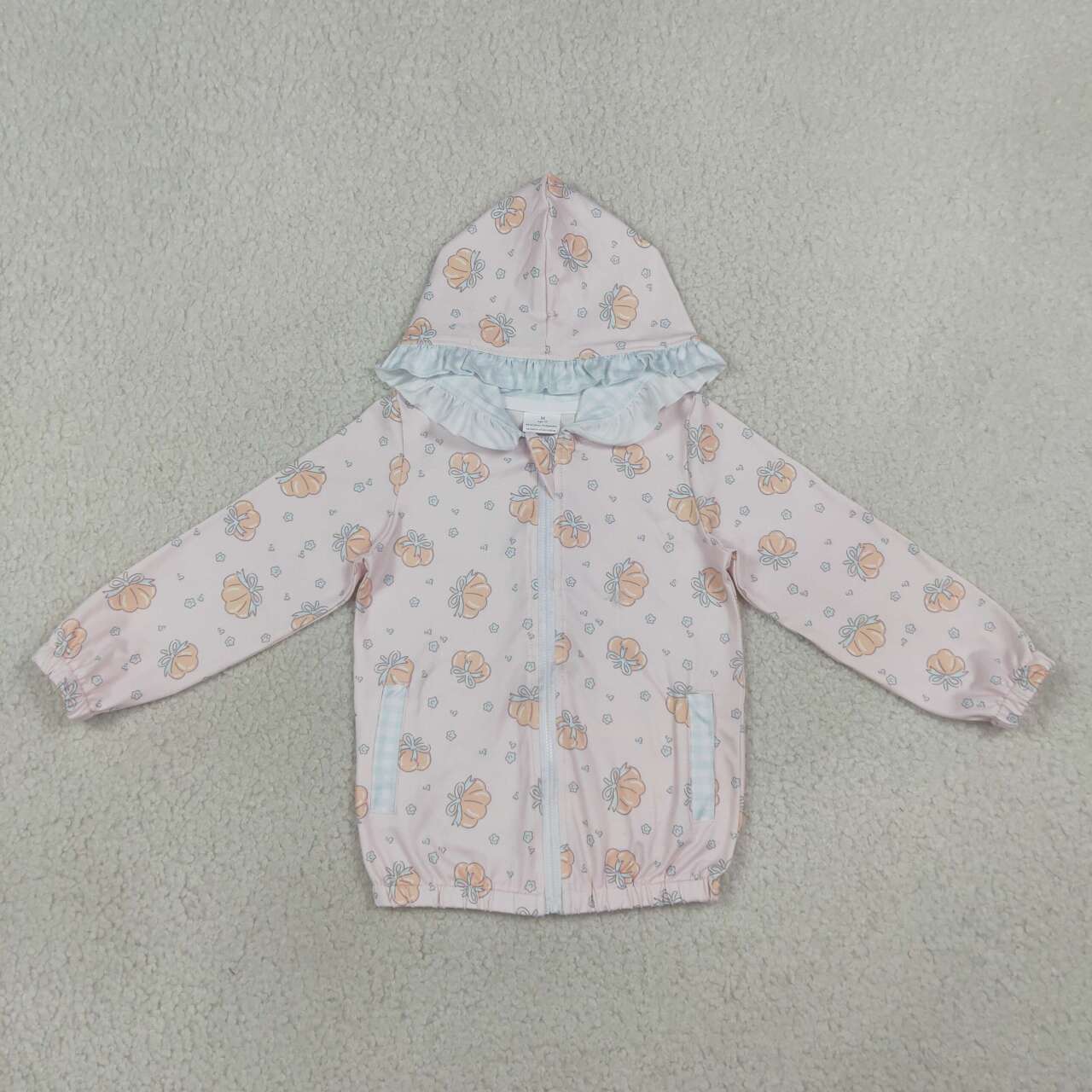 GT1660 Pumpkin Pink Girls Full Zipper Hoodie Jacket Top
