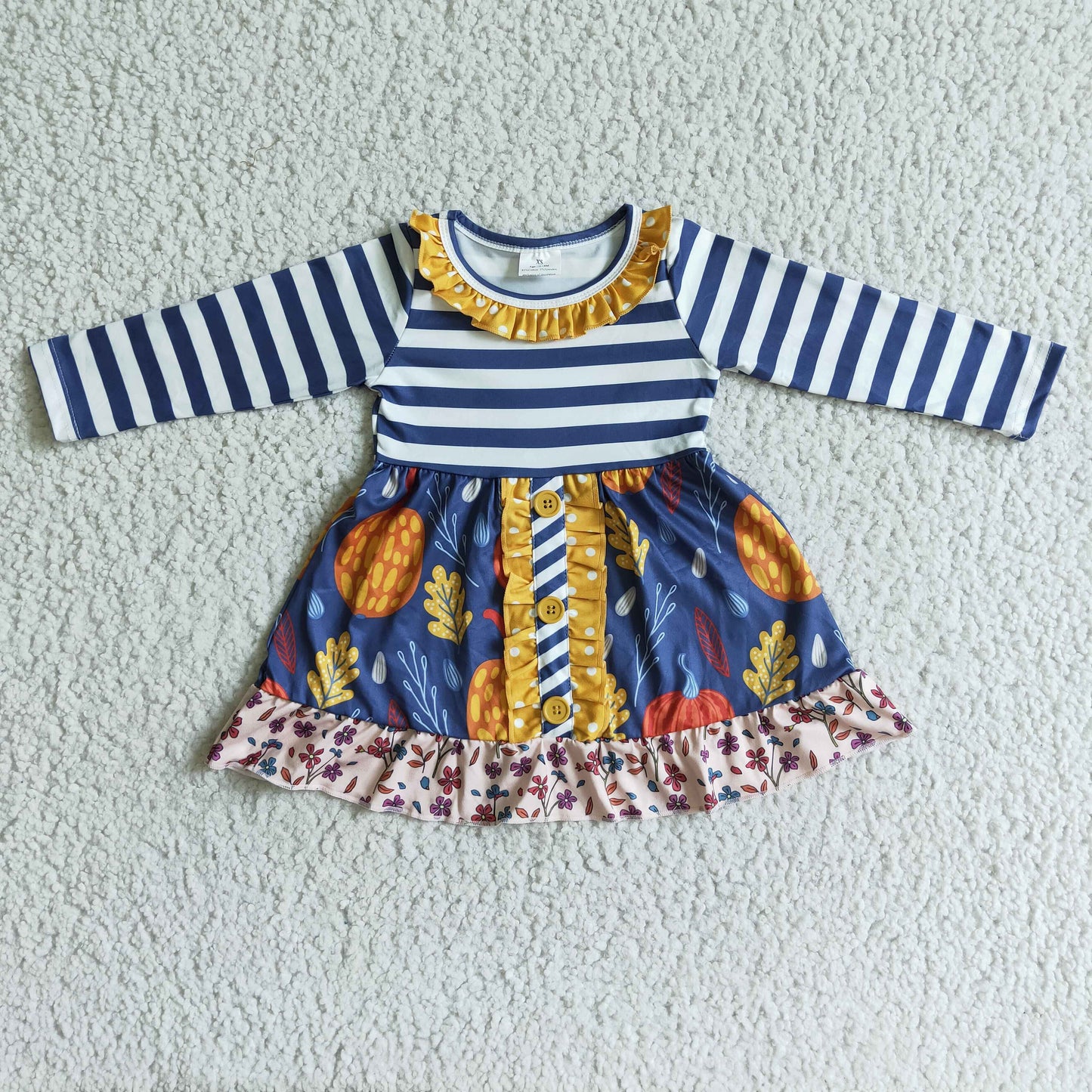 GLD0021 Girls pumpkin ruffle dress