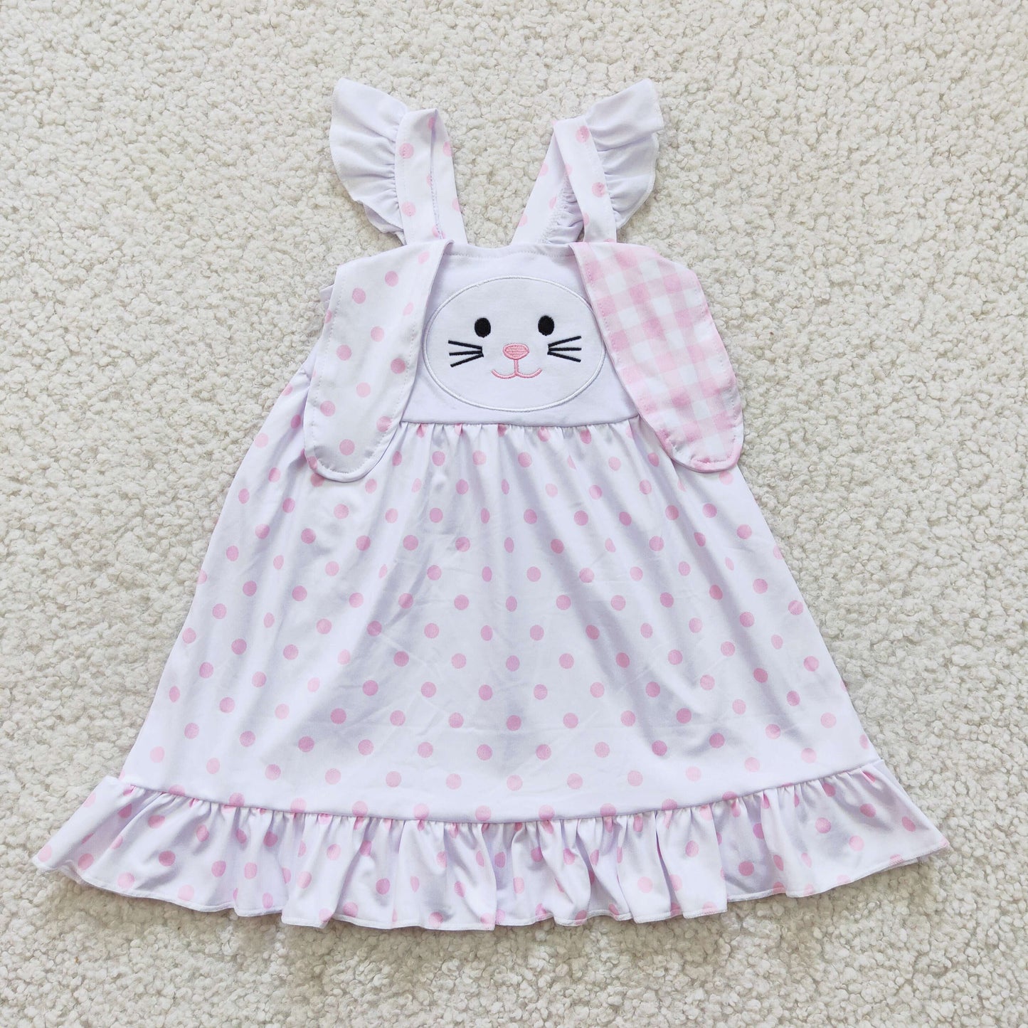 Girls bunny print Easter dress   GLD0173