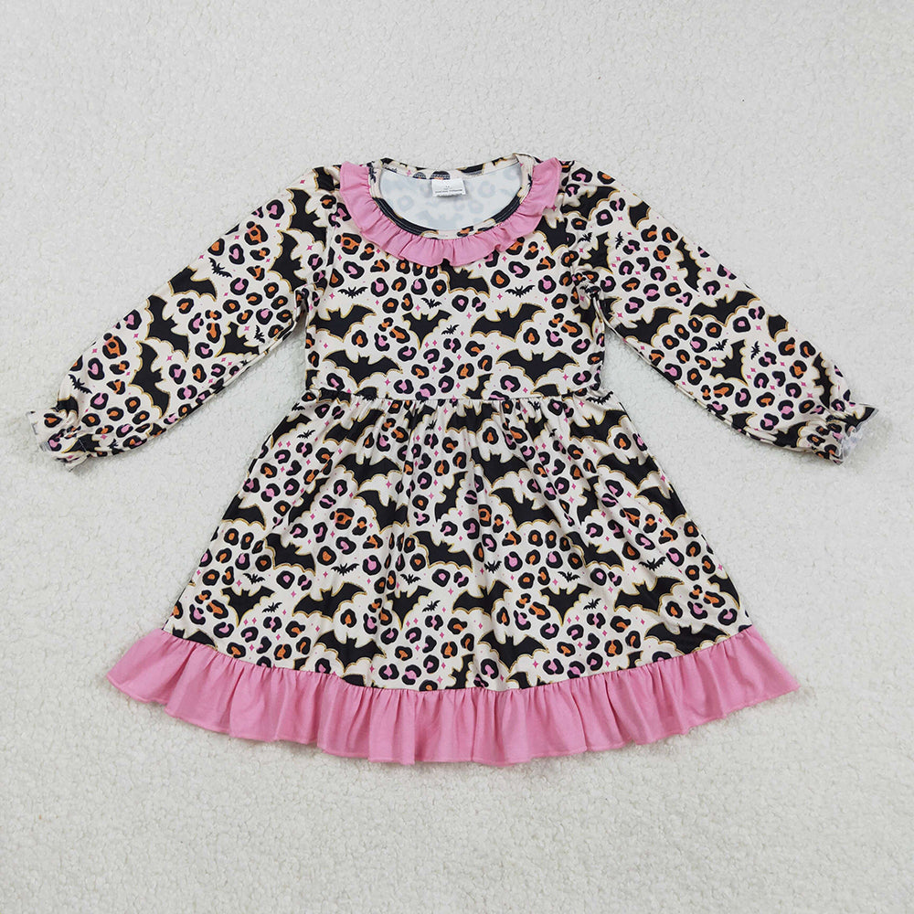 GLD1224 Bat Leopard Girls Halloween Knee Length Dress