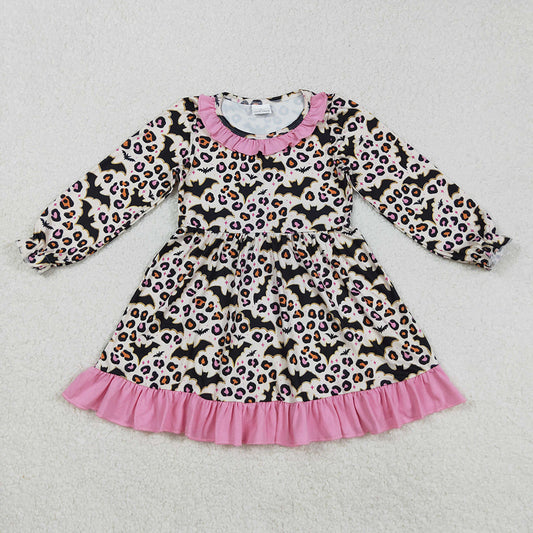 GLD1224 Bat Leopard Girls Halloween Knee Length Dress