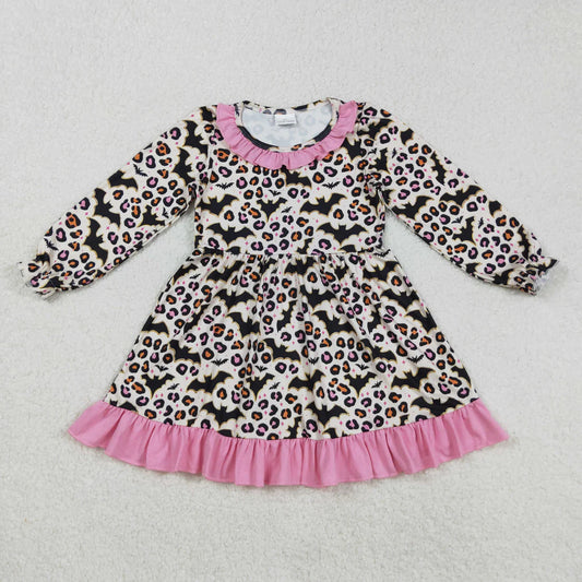 Sibling Baby Girls  Bats Leopard Halloween Dress Romper
