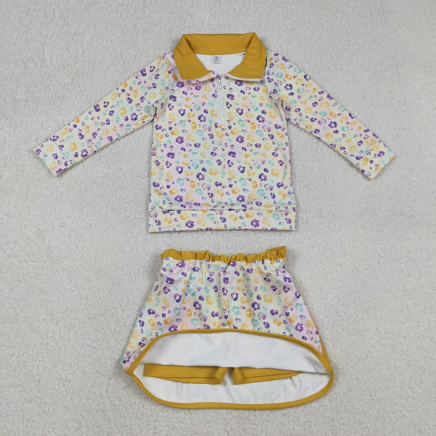 Sibling Baby Girls Mardigras Bows Anchors Leopard Zip Pullovers Skirt Shorts Yoga Active Clothes Sets
