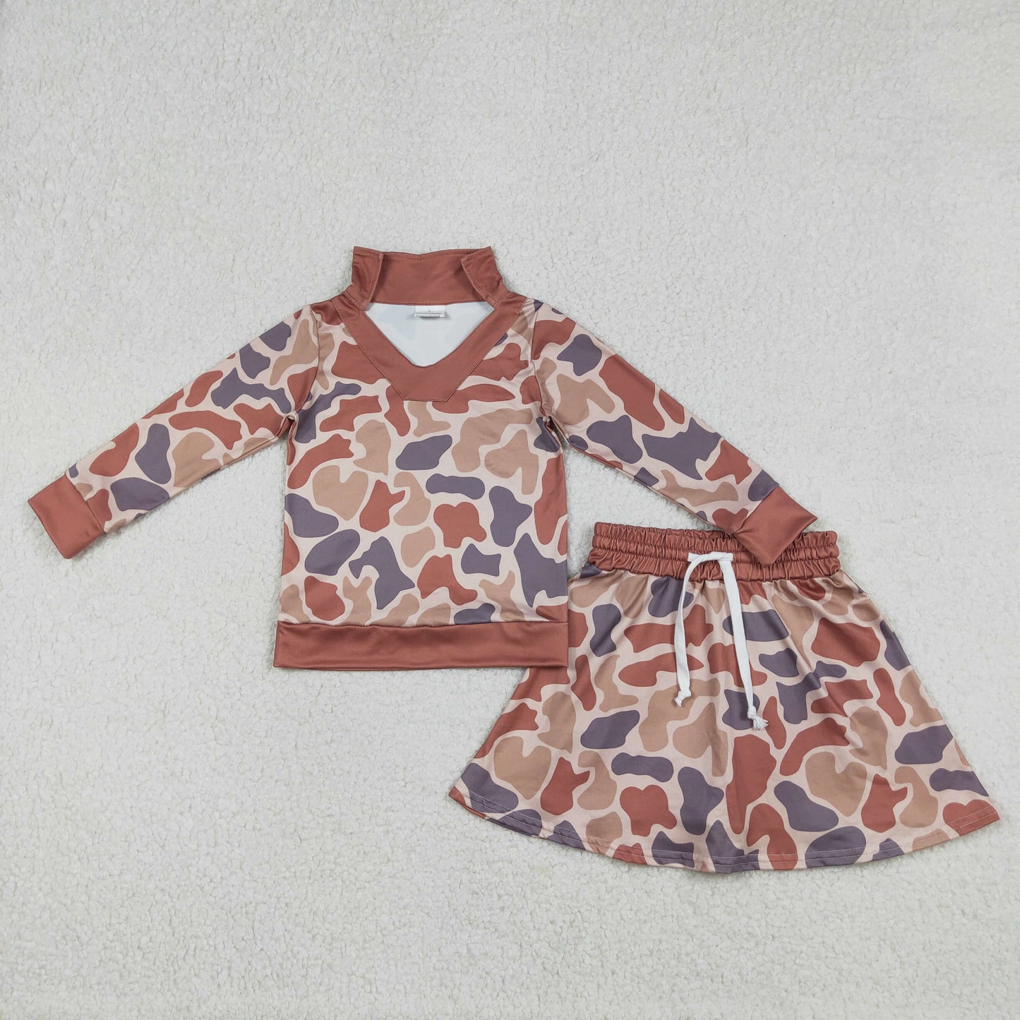 Sibling Baby Girls Southern Camo Long Sleeve Top Skirt Shorts Clothes Sets
