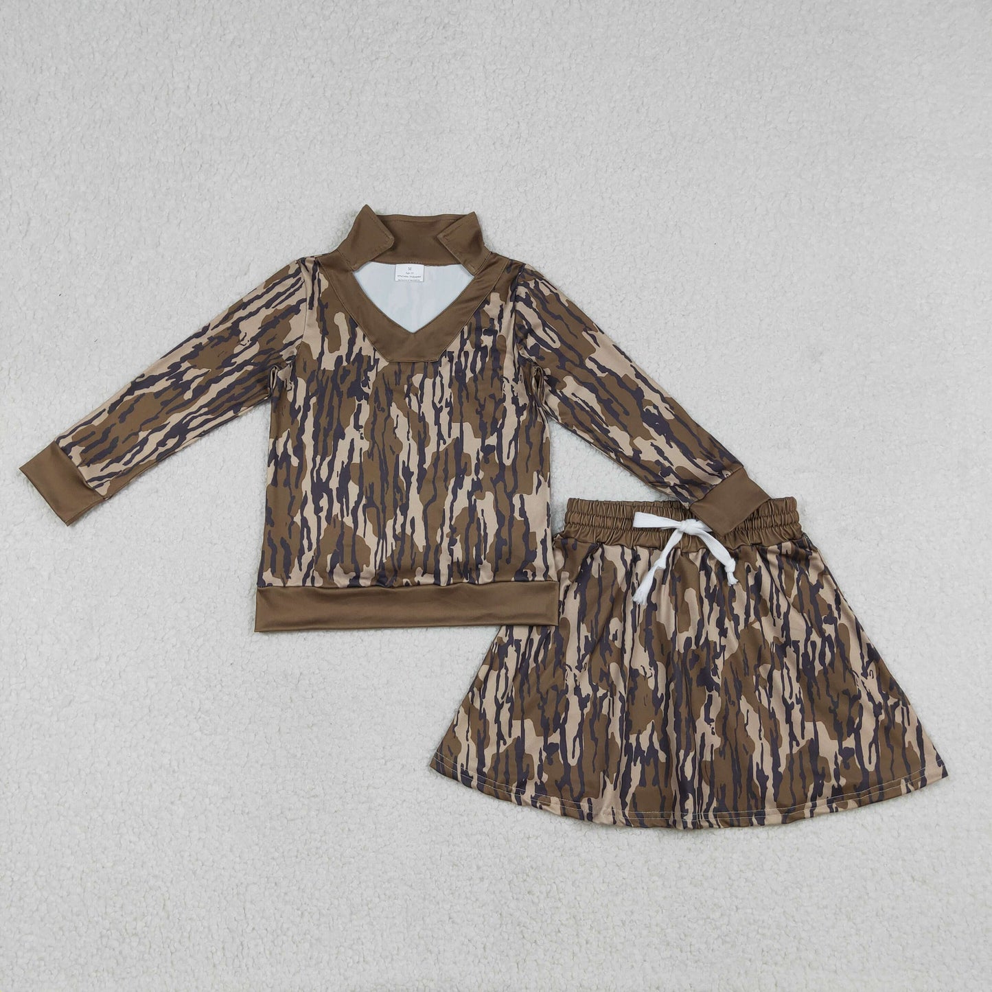 Sibling Baby Girls Southern Camo Long Sleeve Top Skirt Shorts Clothes Sets