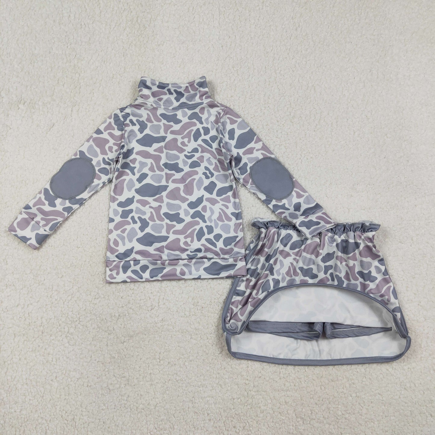 Sibling Baby Girls Southern Camo Zipper Pullover Skirt Shorts Clothes Sets