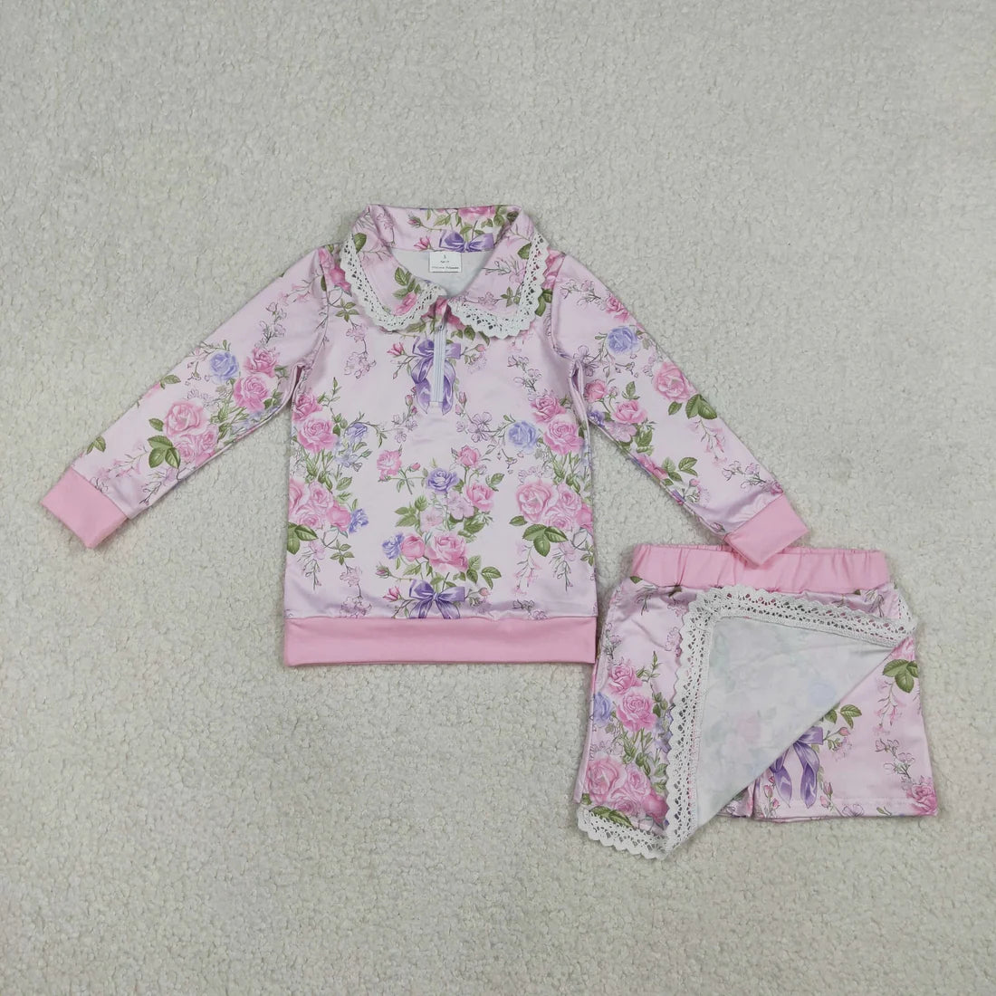 Sibling Baby Girls Long Sleeve Flowers Bows Zip Pumpkins Top Skirt Short Clothes Sets