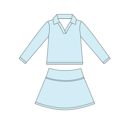 4.15 GLD1589 Light Blue Pullover  Top with Skort Active Outfit Preorder