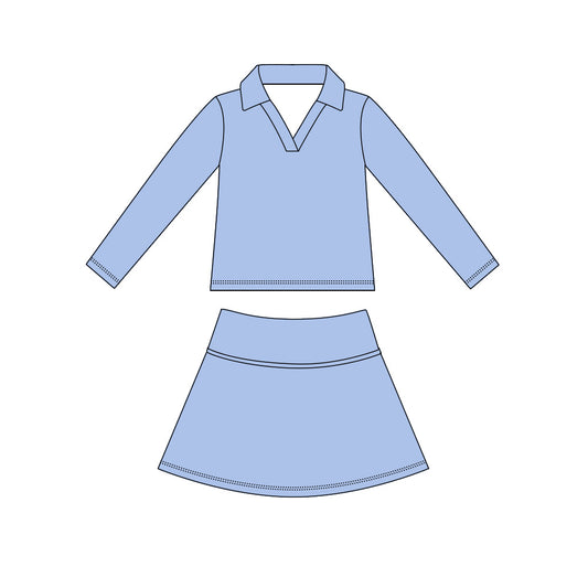 4.15  Blue Pullover  Top with Skort Active Outfit Preorder