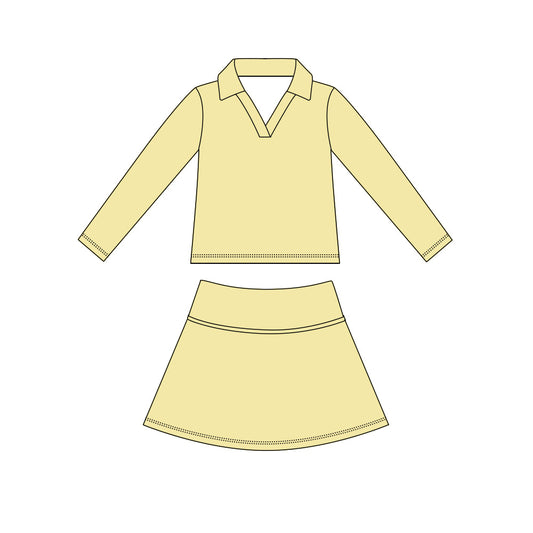 4.15  Yellow Pullover  Top with Skort Active Outfit Preorder