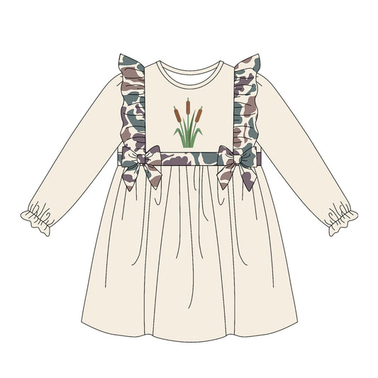 4.15 GLD1598 Preorder Cattail Camo Girls Knee-length Dress