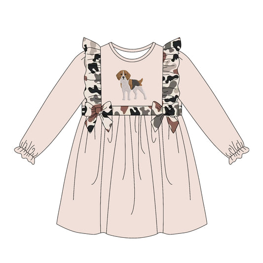 4.15 GLD1599 Preorder Dog Camo Girls Knee-length Dress