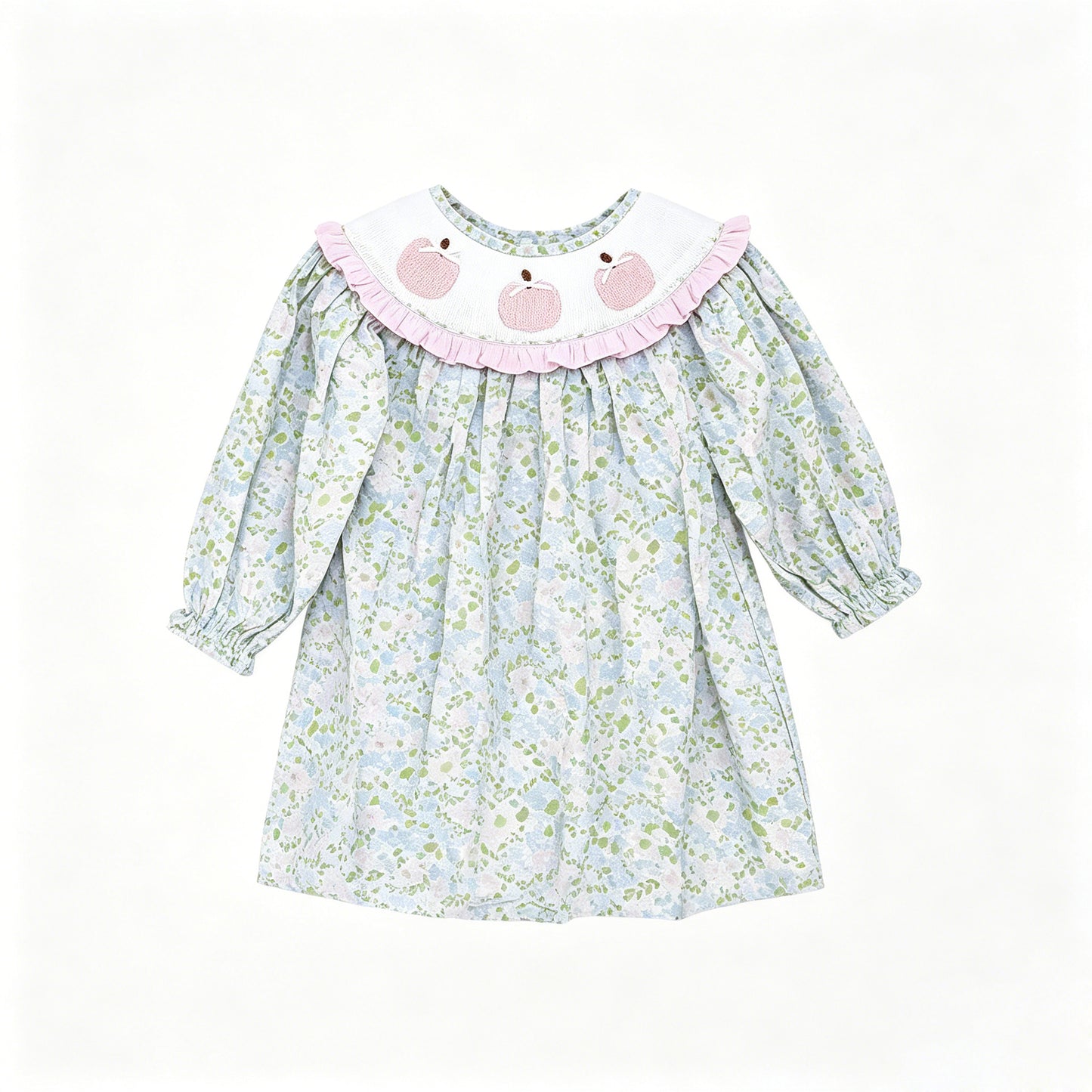 6.18 Preorder GLD1644 Pumpkin Flowers Print Girls Fall Dress
