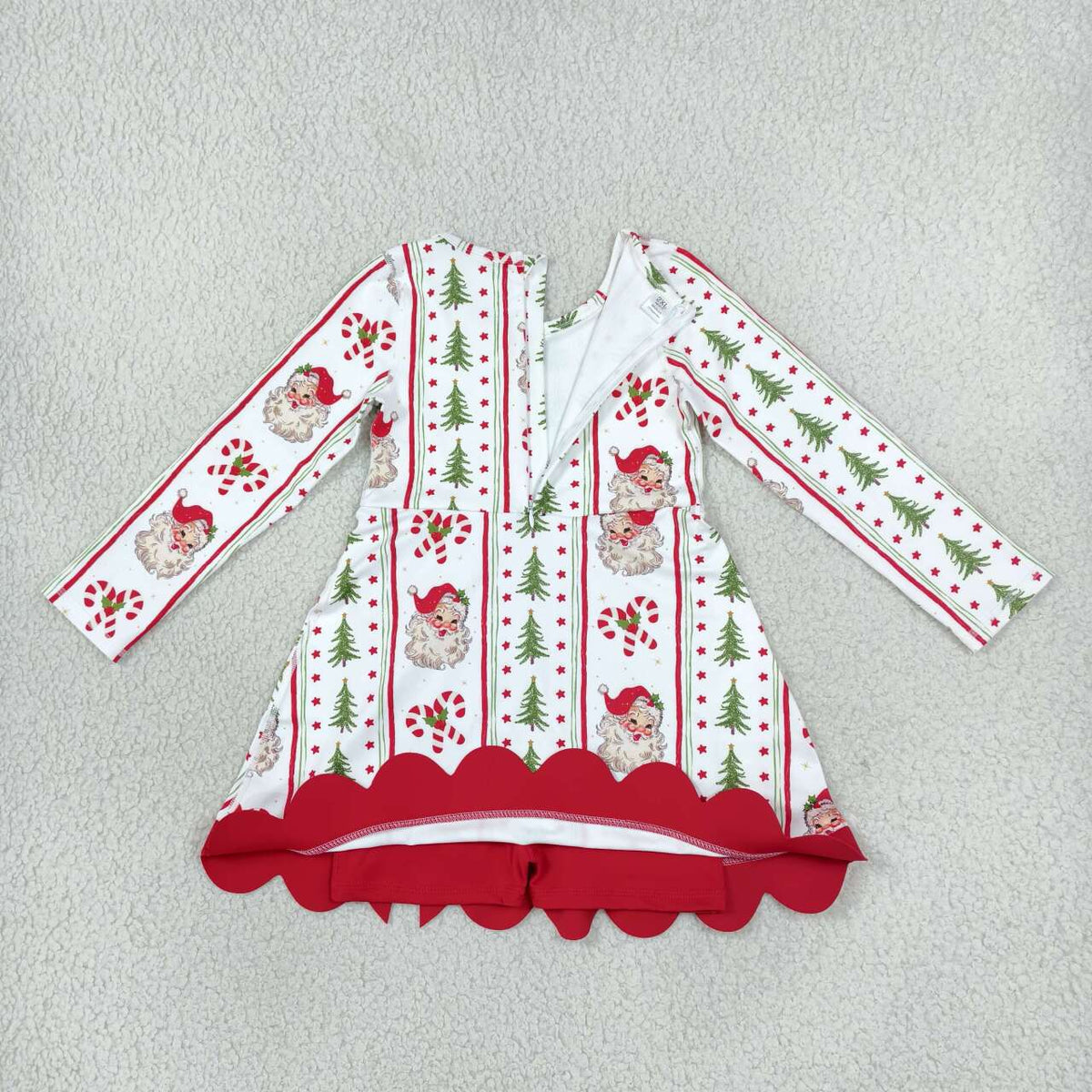 Baby Girls Christmas Santa Long Sleeve Active Dress With Bow