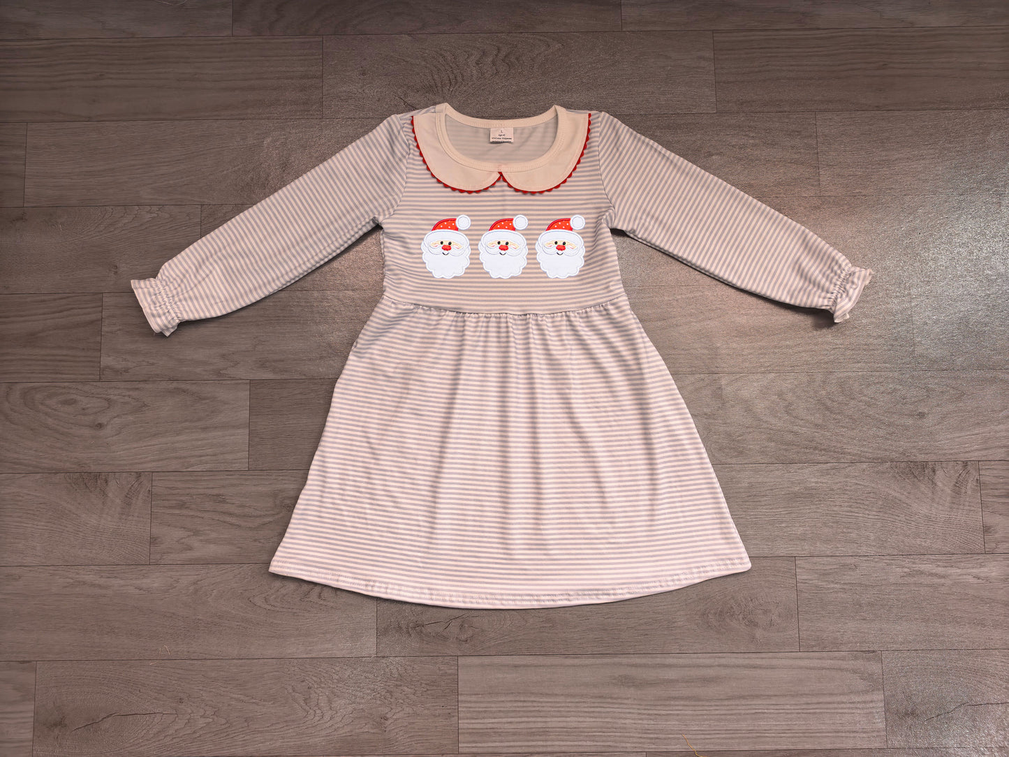 7.2 Preorder Kids Girls Christmas Santa Blue Long Sleeve Dress