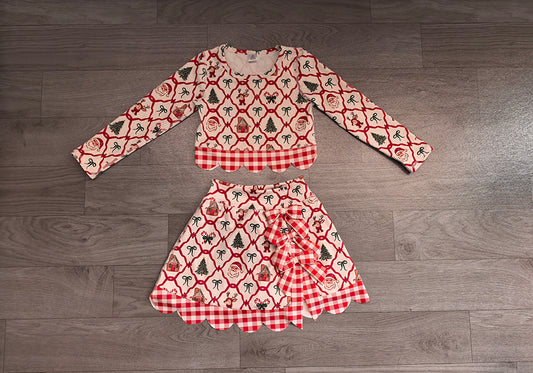 7.6 Preorder KIds Girls Christmas  Bear Pink Leoaprd Active Outfit