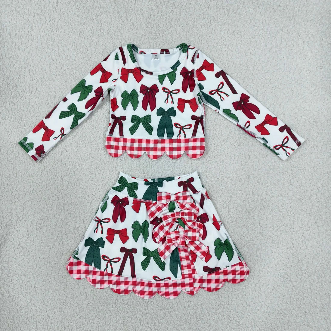 Sibling  Baby Girls Christmas Long Sleeve Top Skort Scallop Active Outfit