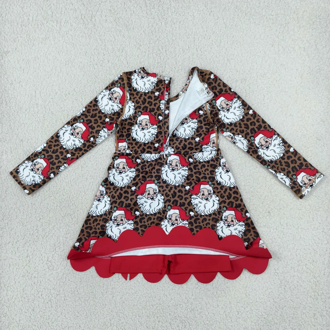 Sibling Kids Girls  Christmas Long Sleeve Active Dress With Bow